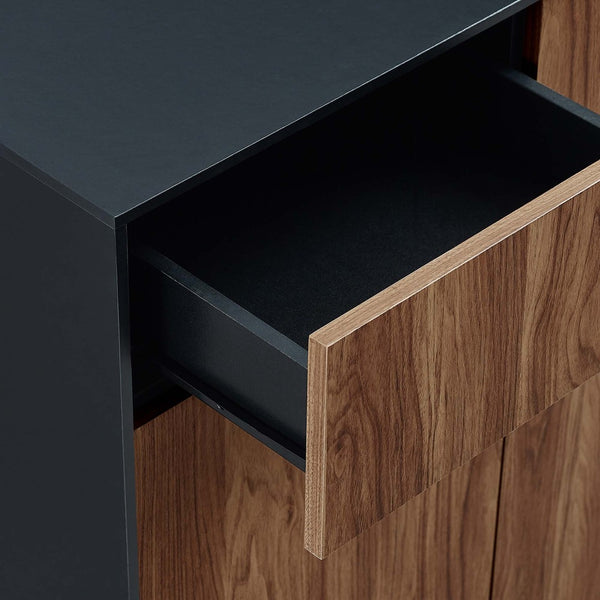 Modway Furniture Holden 47" Sideboard - Modern Rustic Buffet & TV Stand with Push-to-Open Doors & Ample Storage EEI-6597-BLK-WAL