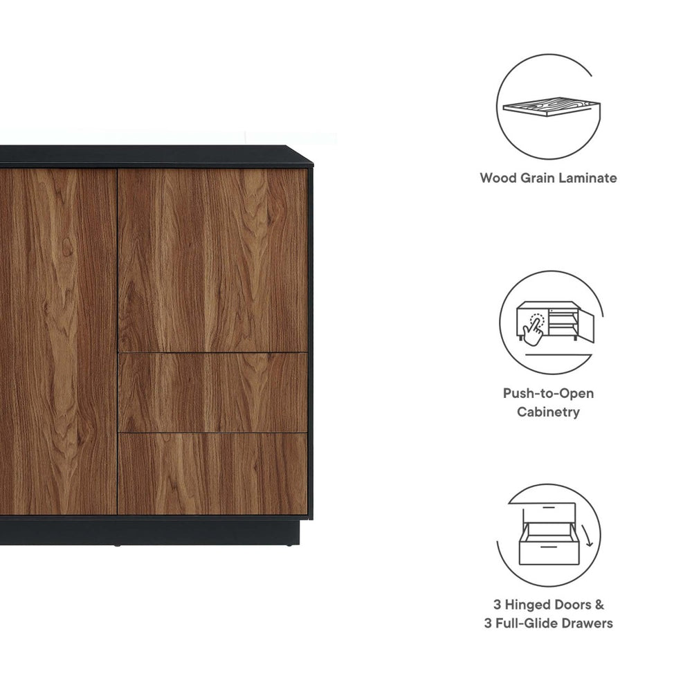 Modway Furniture Holden 47" Sideboard - Modern Rustic Buffet & TV Stand with Push-to-Open Doors & Ample Storage EEI-6597-BLK-WAL