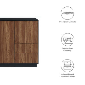 Modway Furniture Holden 47" Sideboard - Modern Rustic Buffet & TV Stand with Push-to-Open Doors & Ample Storage EEI-6597-BLK-WAL