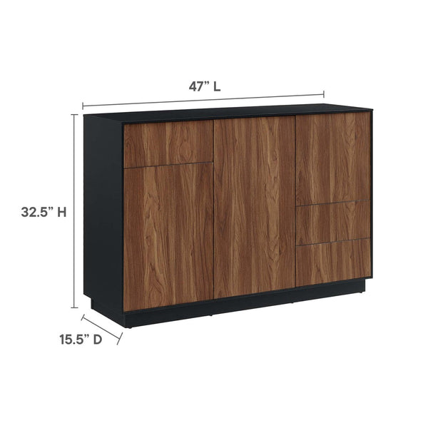Modway Furniture Holden 47" Sideboard - Modern Rustic Buffet & TV Stand with Push-to-Open Doors & Ample Storage EEI-6597-BLK-WAL
