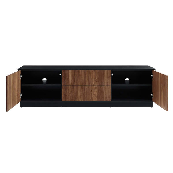 Modway Furniture Holden 63" TV Stand in Black Walnut - Stylish Storage for Modern Living Rooms & Large TVs EEI-6598-BLK-WAL