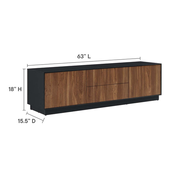 Modway Furniture Holden 63" TV Stand in Black Walnut - Stylish Storage for Modern Living Rooms & Large TVs EEI-6598-BLK-WAL