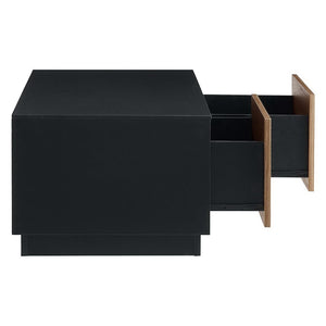 Modway Furniture Holden 36" Coffee Table - Modern Rustic Charm with Storage Drawers for Living Rooms & Offices EEI-6599-BLK-WAL