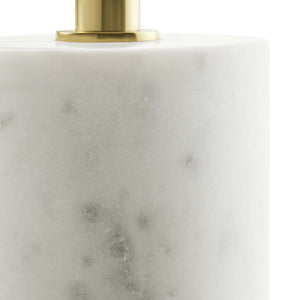 Modway Furniture Lyric Round Side Table - Modern Minimalist Design with Elegant Marble Base for Contemporary Spaces White Brass EEI-6605-WHI-BRA