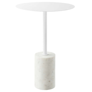 Modway Furniture Lyric Round Side Table - Modern Minimalist Design with Elegant Marble Base for Contemporary Spaces White White EEI-6605-WHI-WHI