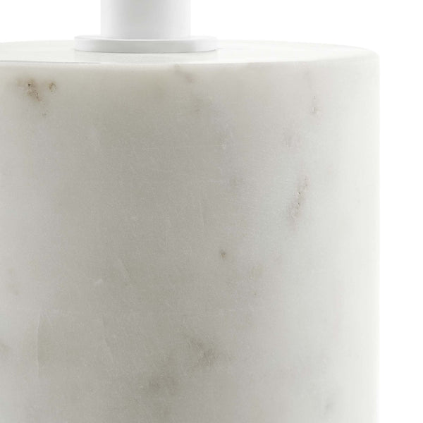 Modway Furniture Lyric Round Side Table - Modern Minimalist Design with Elegant Marble Base for Contemporary Spaces White White EEI-6605-WHI-WHI