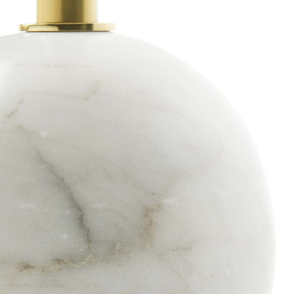 Modway Furniture Aliza Round Marble Side Table - Modern Minimalist Accent Piece for Stylish Living Spaces and Decor White Brass EEI-6606-WHI-BRA