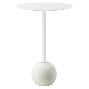Modway Furniture Aliza Round Marble Side Table - Modern Minimalist Accent Piece for Stylish Living Spaces and Decor White White EEI-6606-WHI-WHI