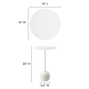 Modway Furniture Aliza Round Marble Side Table - Modern Minimalist Accent Piece for Stylish Living Spaces and Decor White White EEI-6606-WHI-WHI