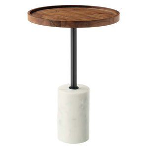 Modway Furniture Amina Round Acacia Wood Side Table EEI-6607-WHI-LOC