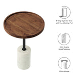 Modway Furniture Amina Round Acacia Wood Side Table EEI-6607-WHI-LOC