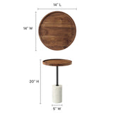 Modway Furniture Amina Round Acacia Wood Side Table EEI-6607-WHI-LOC