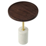 Modway Furniture Amina Round Acacia Wood Side Table EEI-6607-WHI-WAC