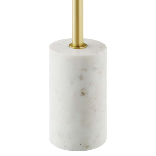 Modway Furniture Amina Acacia Wood Side Table - Modern Mid-Century Design with Marble Base for Home Accent Decor White Walnut EEI-6607-WHI-WAC