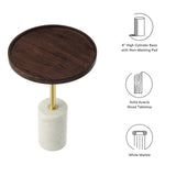 Modway Furniture Amina Round Acacia Wood Side Table EEI-6607-WHI-WAC