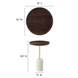 Modway Furniture Amina Round Acacia Wood Side Table EEI-6607-WHI-WAC