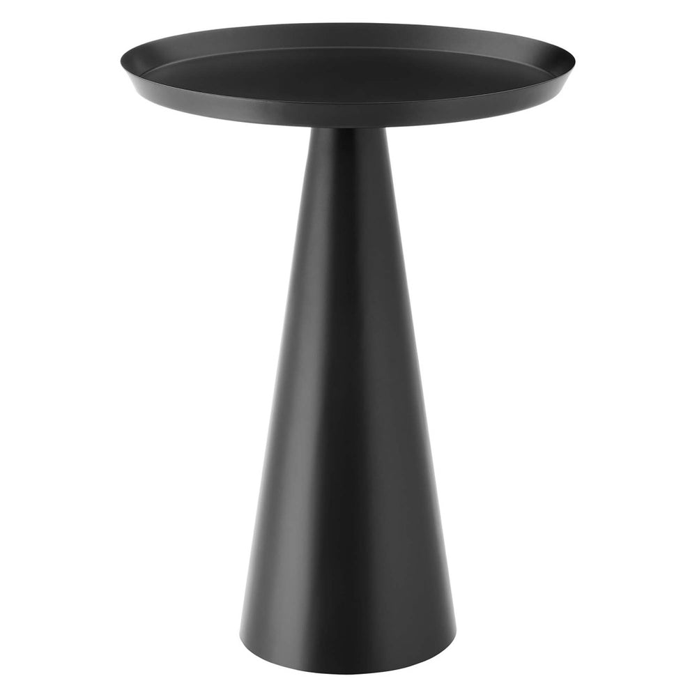 Modway Furniture Maren Round Side Table - Modern Industrial Accent Piece with Polished Iron Base for Any Space Black EEI-6608-BLK
