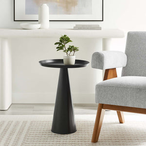 Modway Furniture Maren Round Side Table - Modern Industrial Accent Piece with Polished Iron Base for Any Space Black EEI-6608-BLK