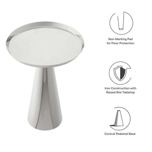 Modway Furniture Maren Round Side Table - Modern Industrial Accent Piece with Polished Iron Base for Any Space Nickel EEI-6608-NIC