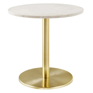 Modway Furniture Viva Round White Marble Side Table EEI-6609-BRA-WHI