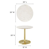 Modway Furniture Viva Round White Marble Side Table EEI-6609-BRA-WHI