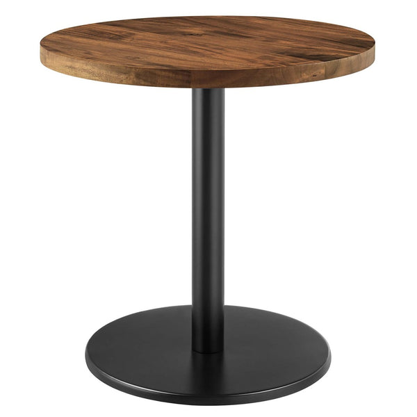 Modway Furniture Viva Round Acacia Wood Side Table - Modern Accent Table with Iron Base for Home Decor & Functionality Black Light Oak EEI-6610-BLK-LOC