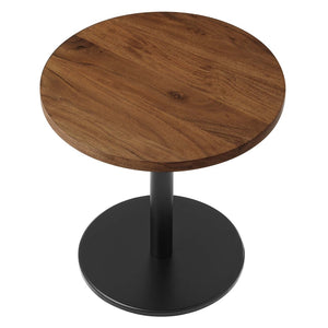 Modway Furniture Viva Round Acacia Wood Side Table - Modern Accent Table with Iron Base for Home Decor & Functionality Black Light Oak EEI-6610-BLK-LOC