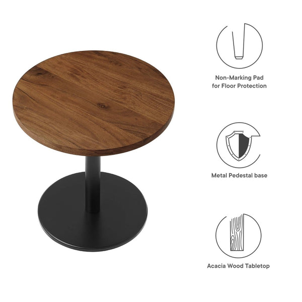 Modway Furniture Viva Round Acacia Wood Side Table - Modern Accent Table with Iron Base for Home Decor & Functionality Black Light Oak EEI-6610-BLK-LOC