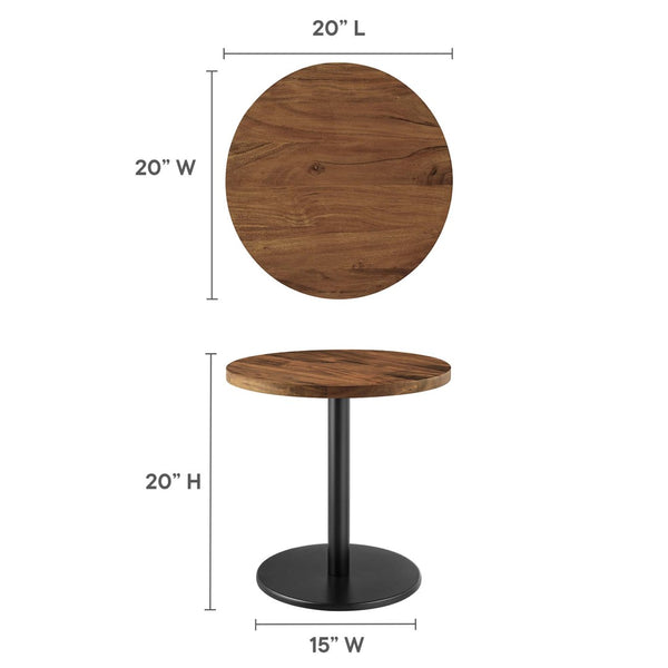 Modway Furniture Viva Round Acacia Wood Side Table - Modern Accent Table with Iron Base for Home Decor & Functionality Black Light Oak EEI-6610-BLK-LOC