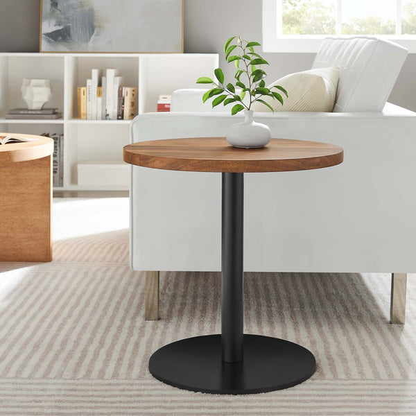 Modway Furniture Viva Round Acacia Wood Side Table - Modern Accent Table with Iron Base for Home Decor & Functionality Black Light Oak EEI-6610-BLK-LOC