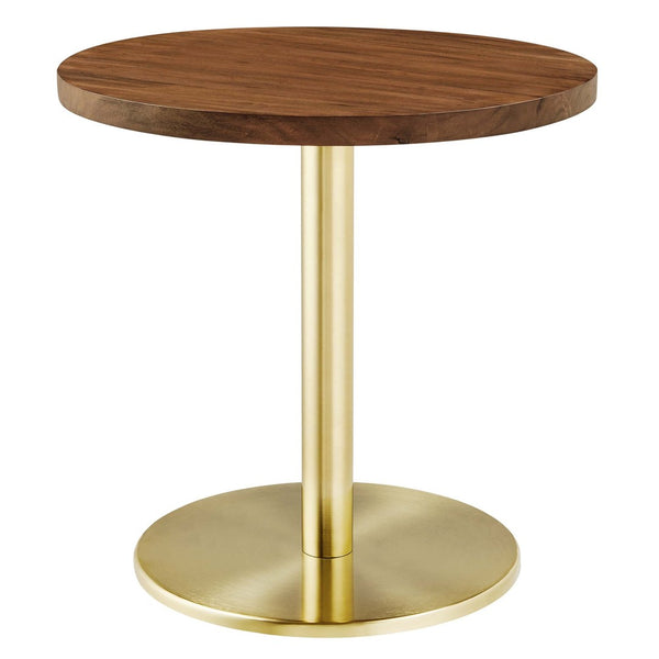 Modway Furniture Viva Round Acacia Wood Side Table - Modern Accent Table with Iron Base for Home Decor & Functionality Brass Light Oak EEI-6610-BRA-LOC
