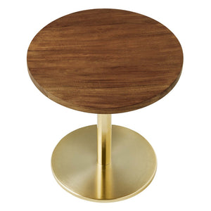 Modway Furniture Viva Round Acacia Wood Side Table - Modern Accent Table with Iron Base for Home Decor & Functionality Brass Light Oak EEI-6610-BRA-LOC