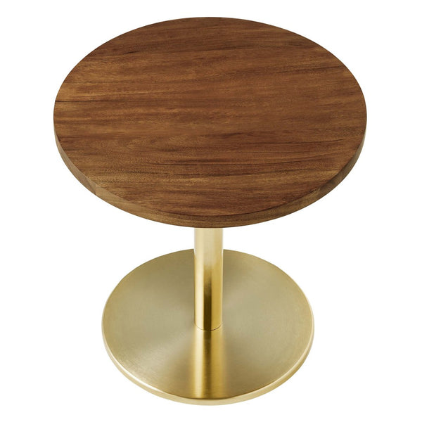 Modway Furniture Viva Round Acacia Wood Side Table - Modern Accent Table with Iron Base for Home Decor & Functionality Brass Light Oak EEI-6610-BRA-LOC