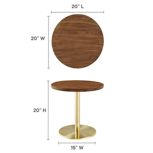 Modway Furniture Viva Round Acacia Wood Side Table - Modern Accent Table with Iron Base for Home Decor & Functionality Brass Light Oak EEI-6610-BRA-LOC
