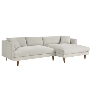 Modway Furniture Zoya Right-Facing Down-Filled Sectional Sofa - Luxurious Comfort for Modern Living Rooms & Family Spaces Heathered Weave Ivory EEI-6612-HEI