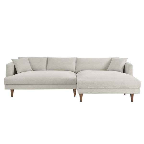 Modway Furniture Zoya Right-Facing Down-Filled Sectional Sofa - Luxurious Comfort for Modern Living Rooms & Family Spaces Heathered Weave Ivory EEI-6612-HEI