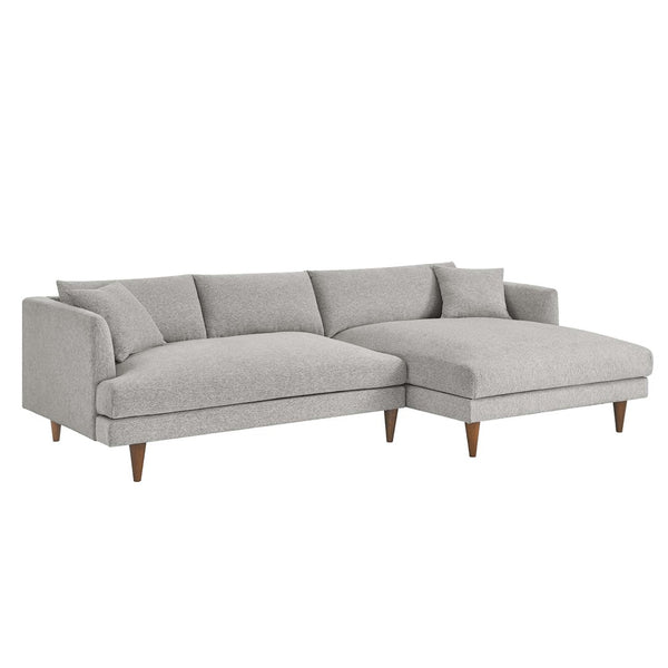 Modway Furniture Zoya Right-Facing Down-Filled Sectional Sofa - Luxurious Comfort for Modern Living Rooms & Family Spaces Heathered Weave Light Gray EEI-6612-HLG