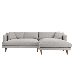 Modway Furniture Zoya Right-Facing Down-Filled Sectional Sofa - Luxurious Comfort for Modern Living Rooms & Family Spaces Heathered Weave Light Gray EEI-6612-HLG