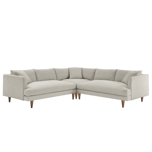 Modway Furniture Zoya 3-Piece Down-Filled Sectional Sofa – Luxurious Comfort, Modern Design, Easy Maintenance, Ivory EEI-6613-HEI