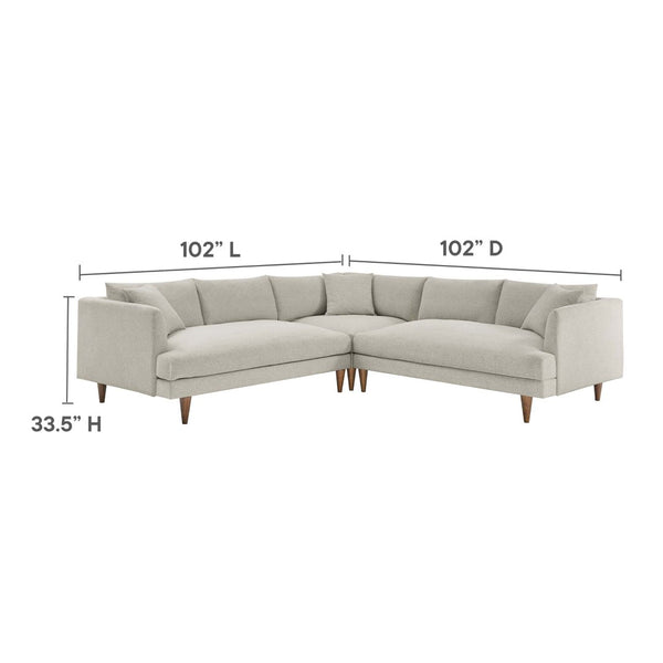 Modway Furniture Zoya 3-Piece Down-Filled Sectional Sofa – Luxurious Comfort, Modern Design, Easy Maintenance, Ivory EEI-6613-HEI