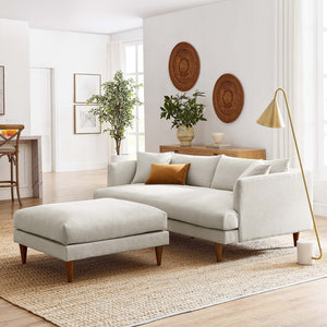 Modway Furniture Zoya Down-Filled Sofa & Ottoman Set - Luxurious Comfort, Removable Covers, Modern Design in Ivory EEI-6614-HEI