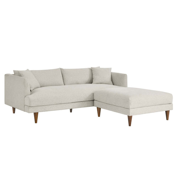Modway Furniture Zoya Down-Filled Sofa & Ottoman Set - Luxurious Comfort, Removable Covers, Modern Design in Ivory EEI-6614-HEI