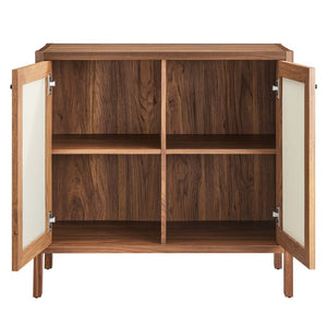 Modway Furniture Capri 33" Mid-Century Modern Wood Grain Storage Cabinet - Stylish Credenza with Soft-Close Doors EEI-6615-WAL
