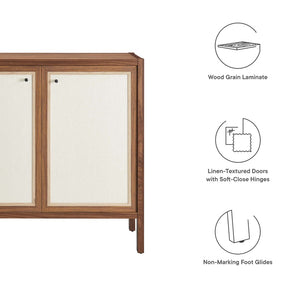 Modway Furniture Capri 33" Mid-Century Modern Wood Grain Storage Cabinet - Stylish Credenza with Soft-Close Doors EEI-6615-WAL