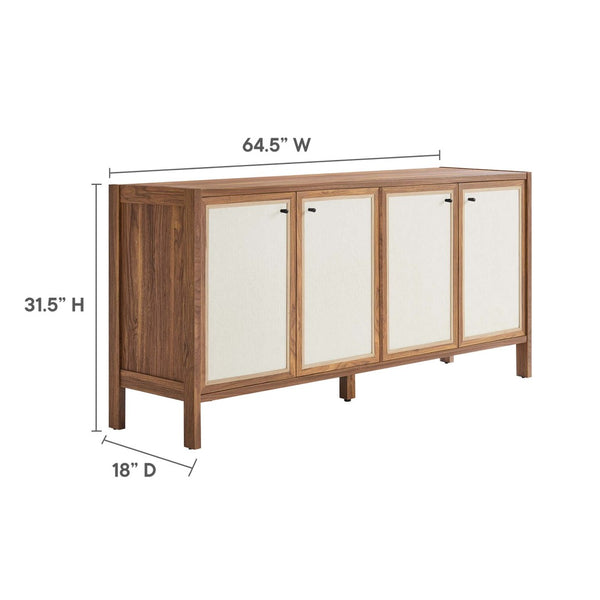 Modway Furniture Capri 65" Modern Wood Grain Sideboard Storage Cabinet with Soft-Close Doors for Stylish Organization EEI-6616-WAL