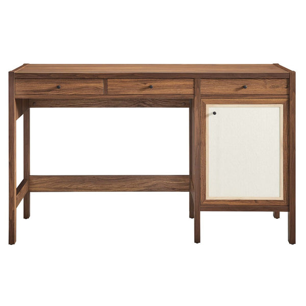 Modway Furniture Capri 49" Compact Wood Grain Office Desk - Modern Mid-Century Design with Soft-Close Storage EEI-6617-WAL