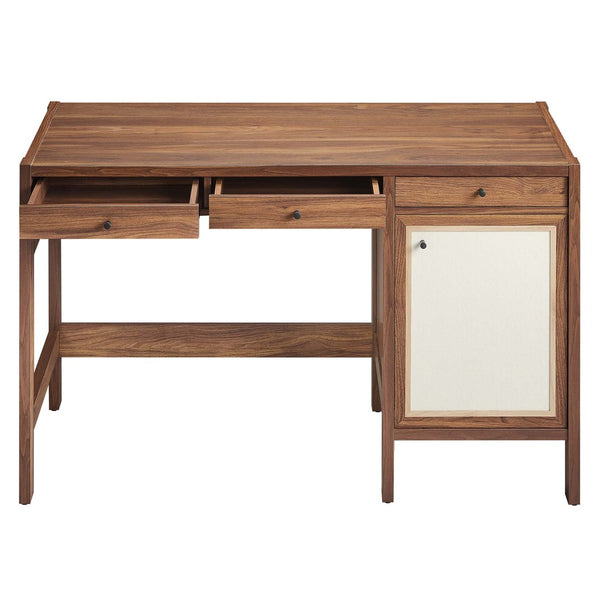 Modway Furniture Capri 49" Compact Wood Grain Office Desk - Modern Mid-Century Design with Soft-Close Storage EEI-6617-WAL