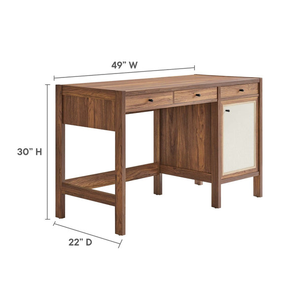 Modway Furniture Capri 49" Compact Wood Grain Office Desk - Modern Mid-Century Design with Soft-Close Storage EEI-6617-WAL