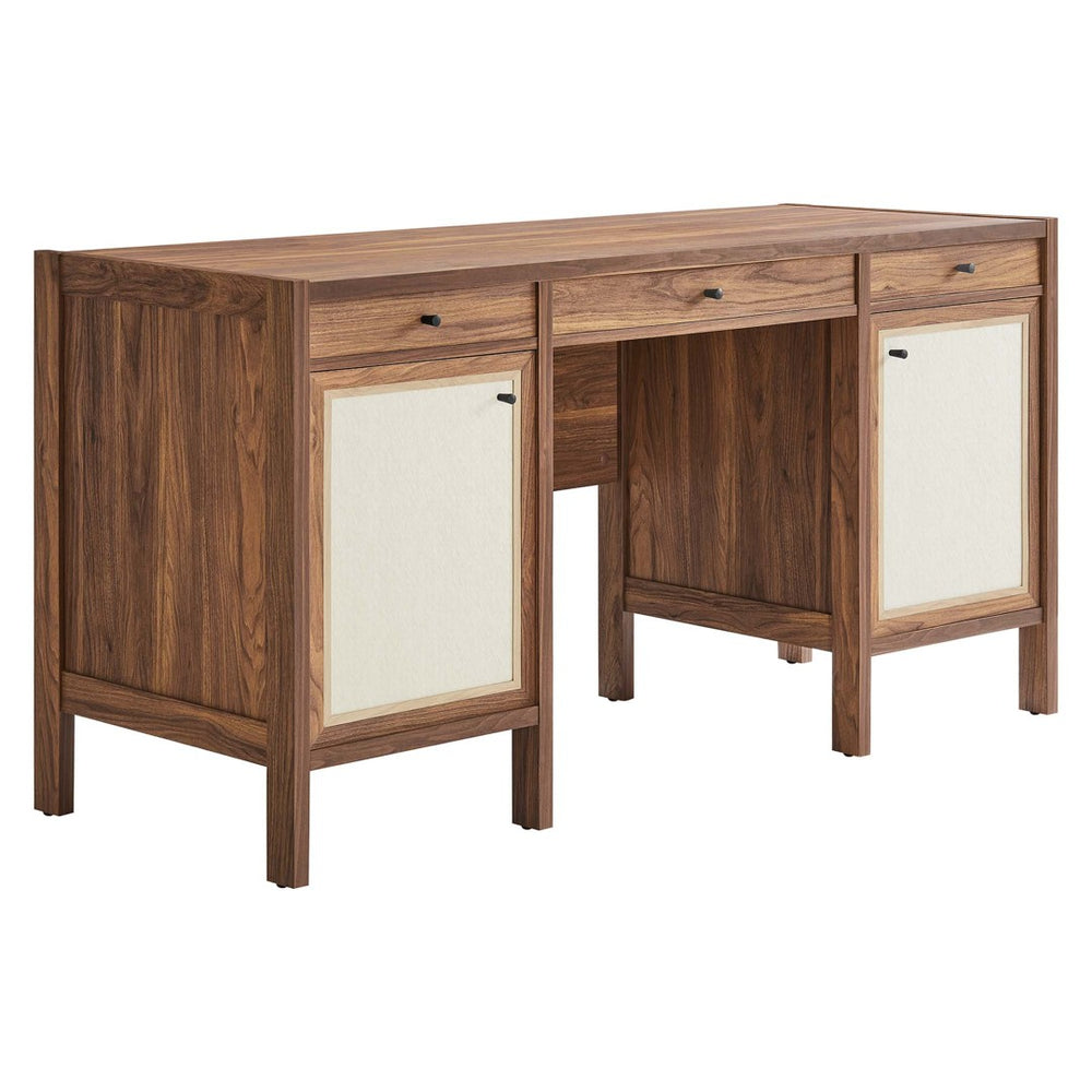 Modway Furniture Capri 58" Wood Grain Office Desk - Stylish Mid-Century Modern Design with Ample Storage & Versatility EEI-6618-WAL