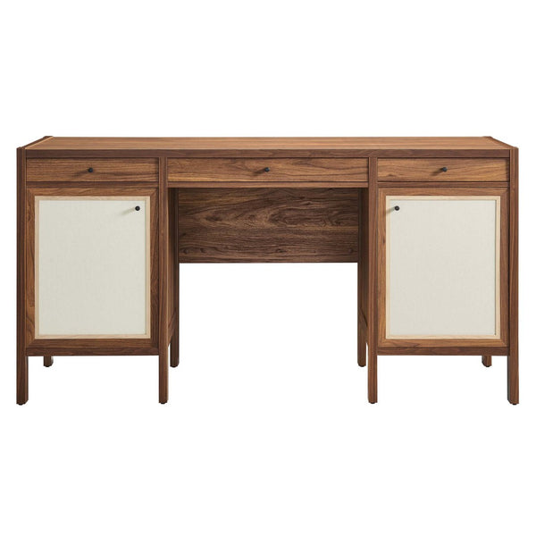 Modway Furniture Capri 58" Wood Grain Office Desk - Stylish Mid-Century Modern Design with Ample Storage & Versatility EEI-6618-WAL